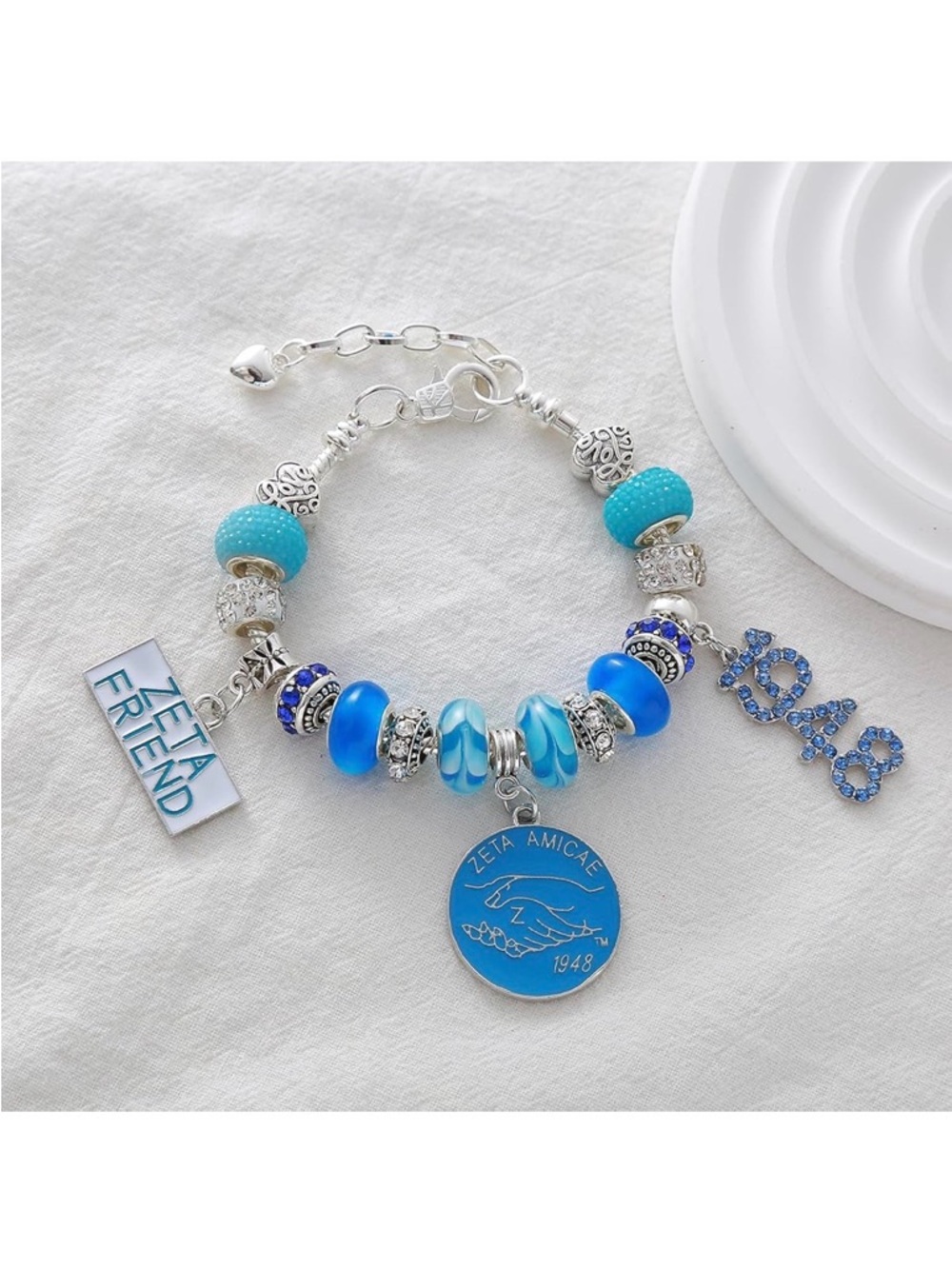 Zeta Phi Beta Inspired Blue Charm Bracelet